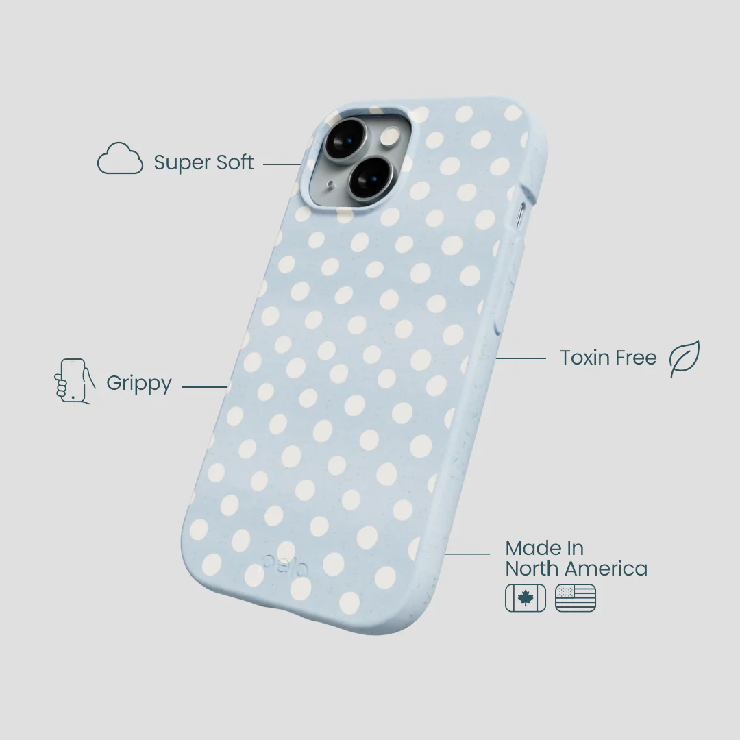 Powder Blue Indigo Dots iPhone 15 Case - Image 4
