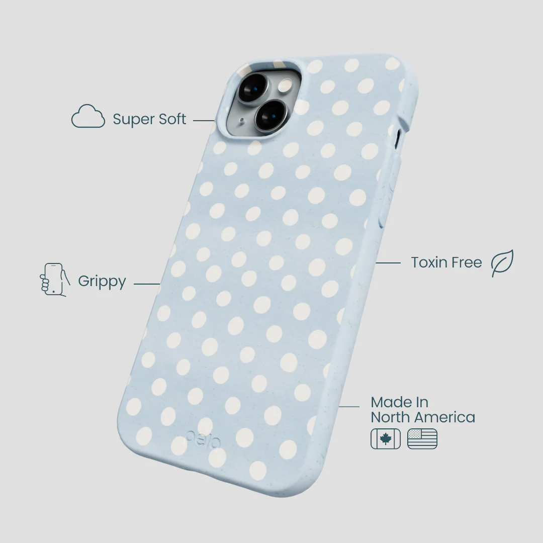 Powder Blue Indigo Dots iPhone 15 Plus Case - Image 4