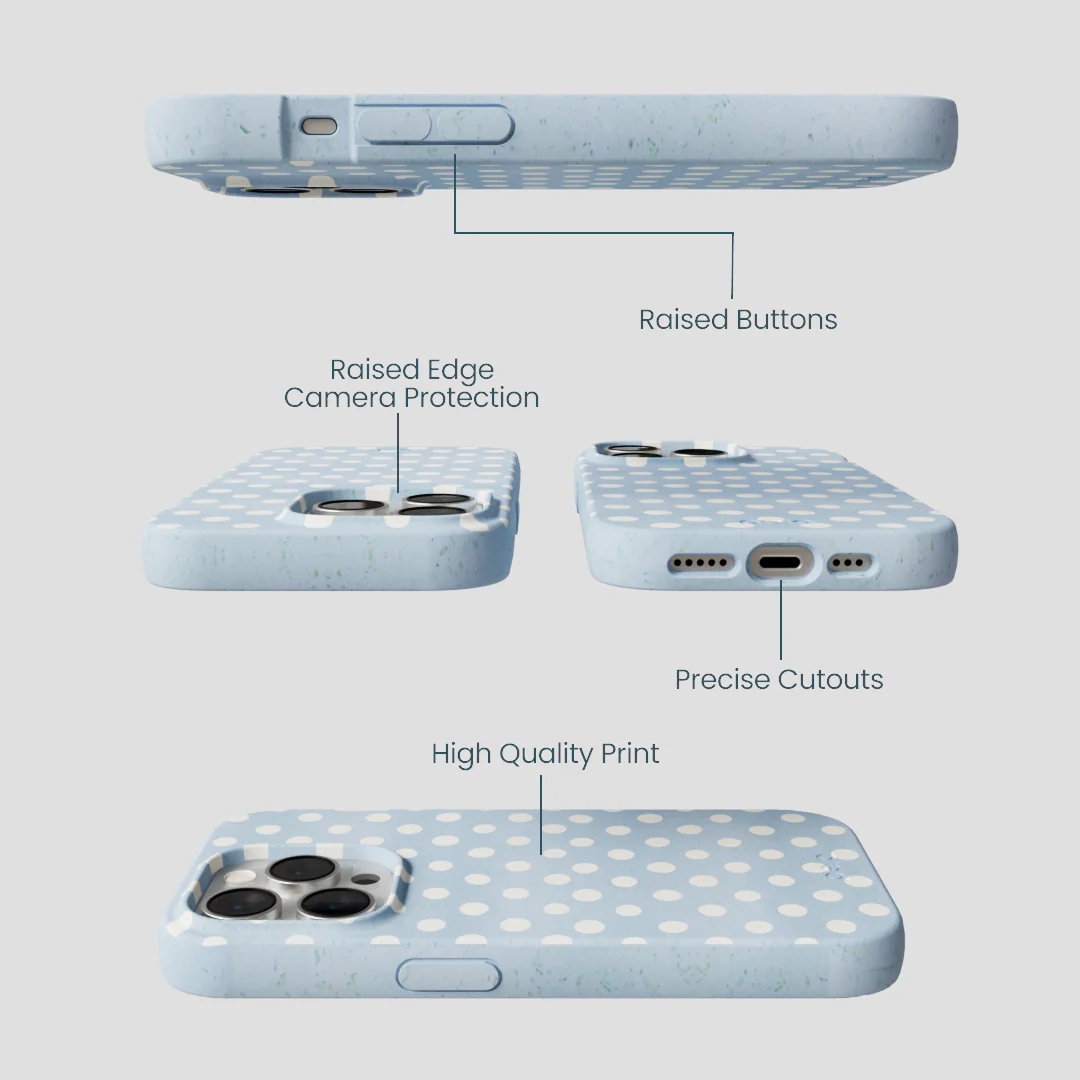 Powder Blue Indigo Dots iPhone 15 Pro Case - Image 3