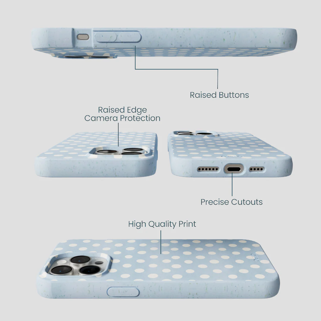 Powder Blue Indigo Dots iPhone 15 Pro Max Case - Image 3