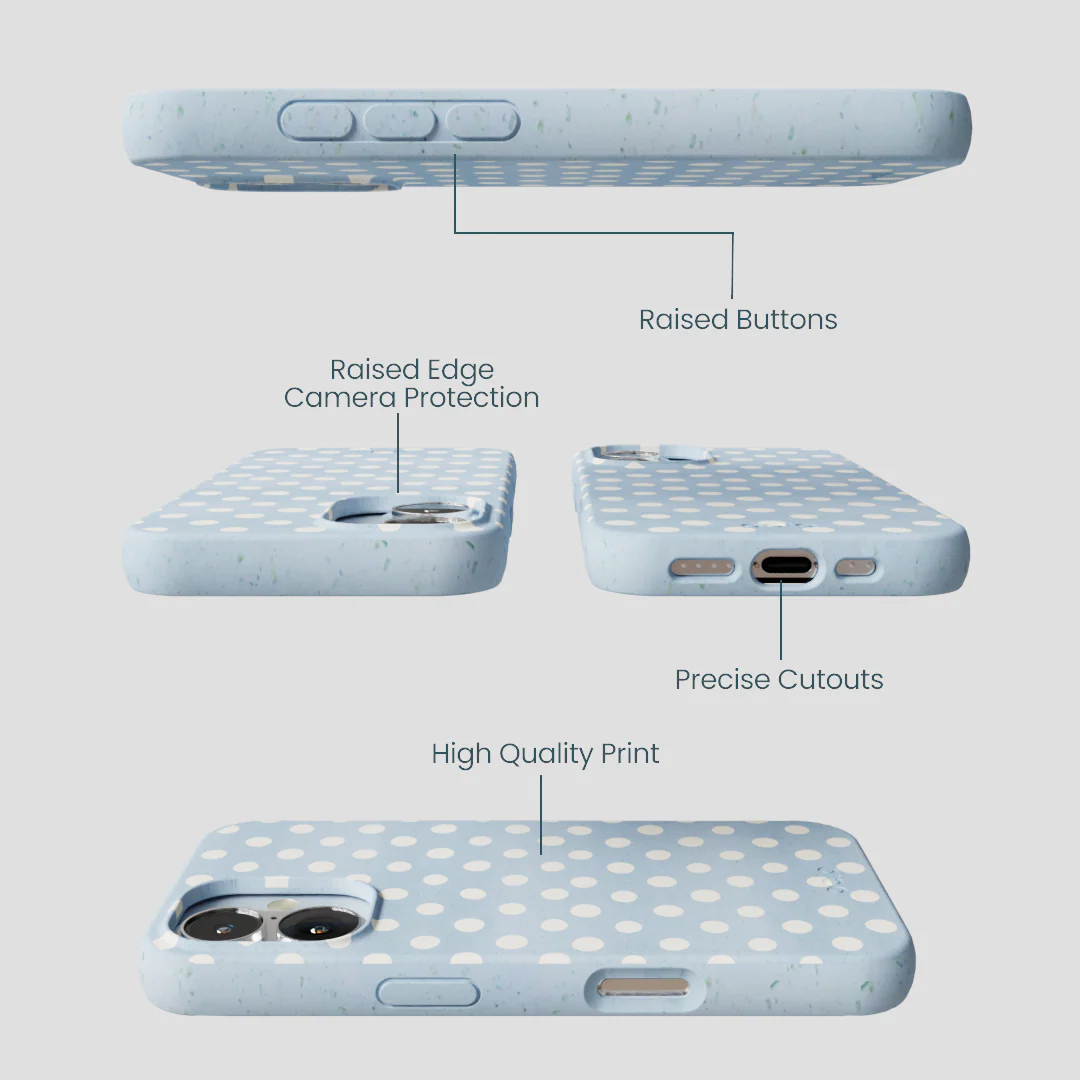 Powder Blue Indigo Dots iPhone 16 Case - Image 3