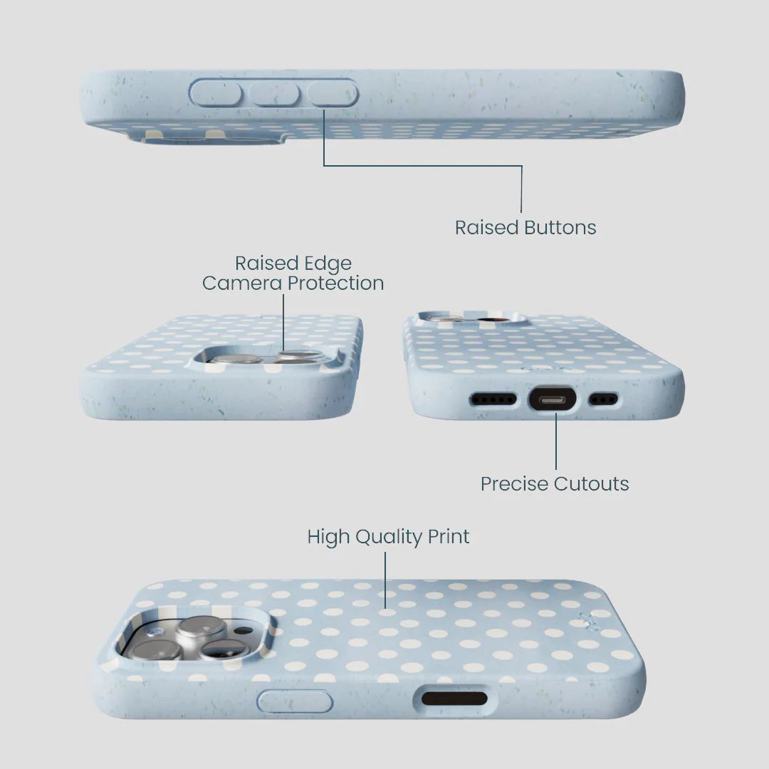 Powder Blue Indigo Dots iPhone 16 Pro Case - Image 3