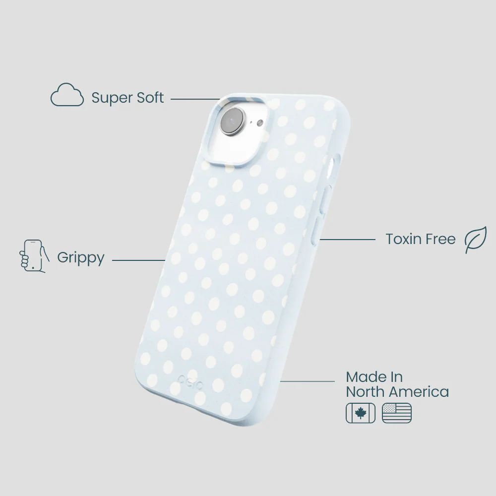 Powder Blue Indigo Dots iPhone 16e/17e Case - Image 4