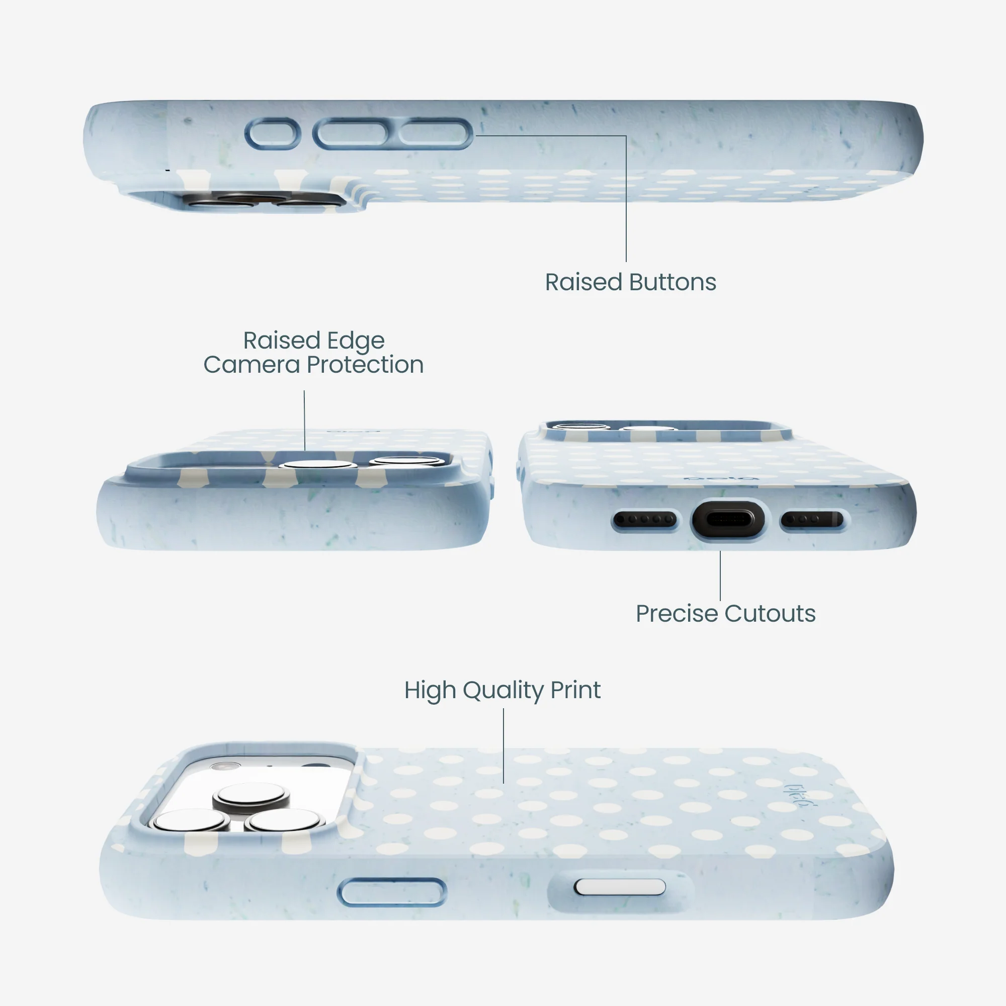 Powder Blue Indigo Dots iPhone 17 Pro Case - Image 3