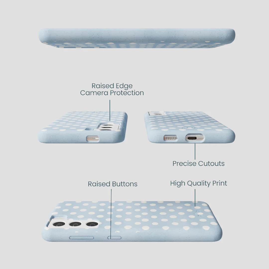 Powder Blue Indigo Dots Samsung Galaxy S21 Case - Image 3