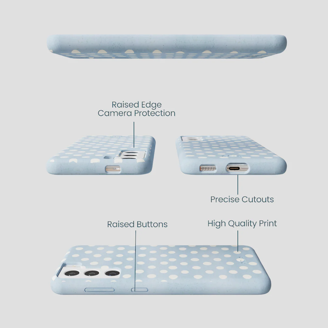 Powder Blue Indigo Dots Samsung Galaxy S22 Case - Image 3