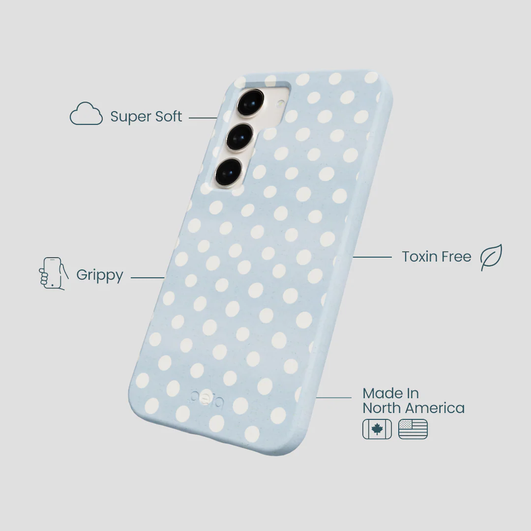 Powder Blue Indigo Dots Samsung Galaxy S24 Case - Image 4