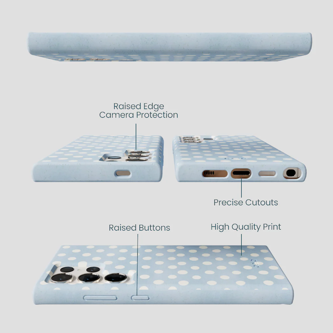 Powder Blue Indigo Dots Samsung Galaxy S24 Ultra Case - Image 3