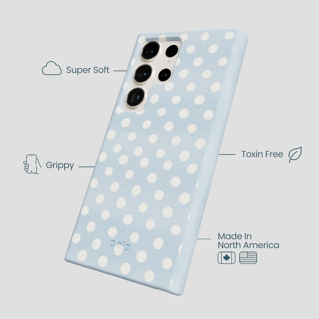 Powder Blue Indigo Dots Samsung Galaxy S24 Ultra Case - Image 4