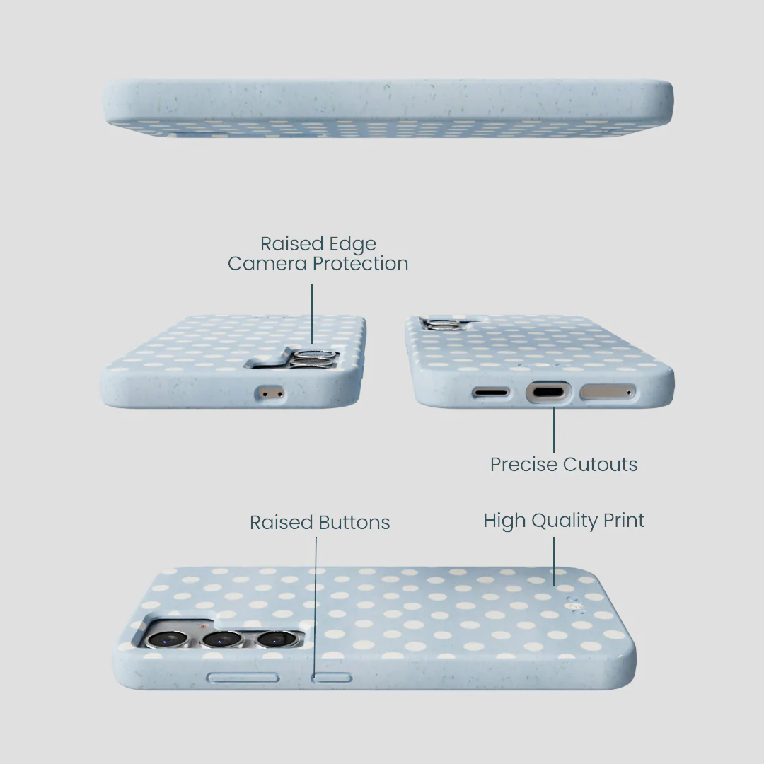 Powder Blue Indigo Dots Samsung Galaxy S25 Case - Image 3