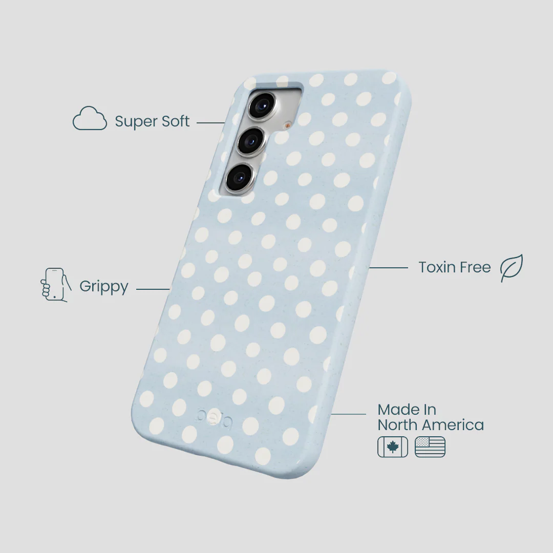 Powder Blue Indigo Dots Samsung Galaxy S25 Case - Image 4