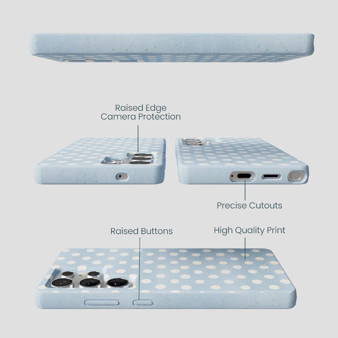 Powder Blue Indigo Dots Samsung Galaxy S25 Ultra Case - Image 3