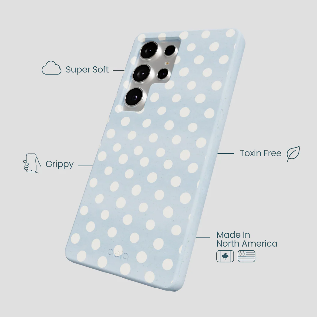 Powder Blue Indigo Dots Samsung Galaxy S25 Ultra Case - Image 4