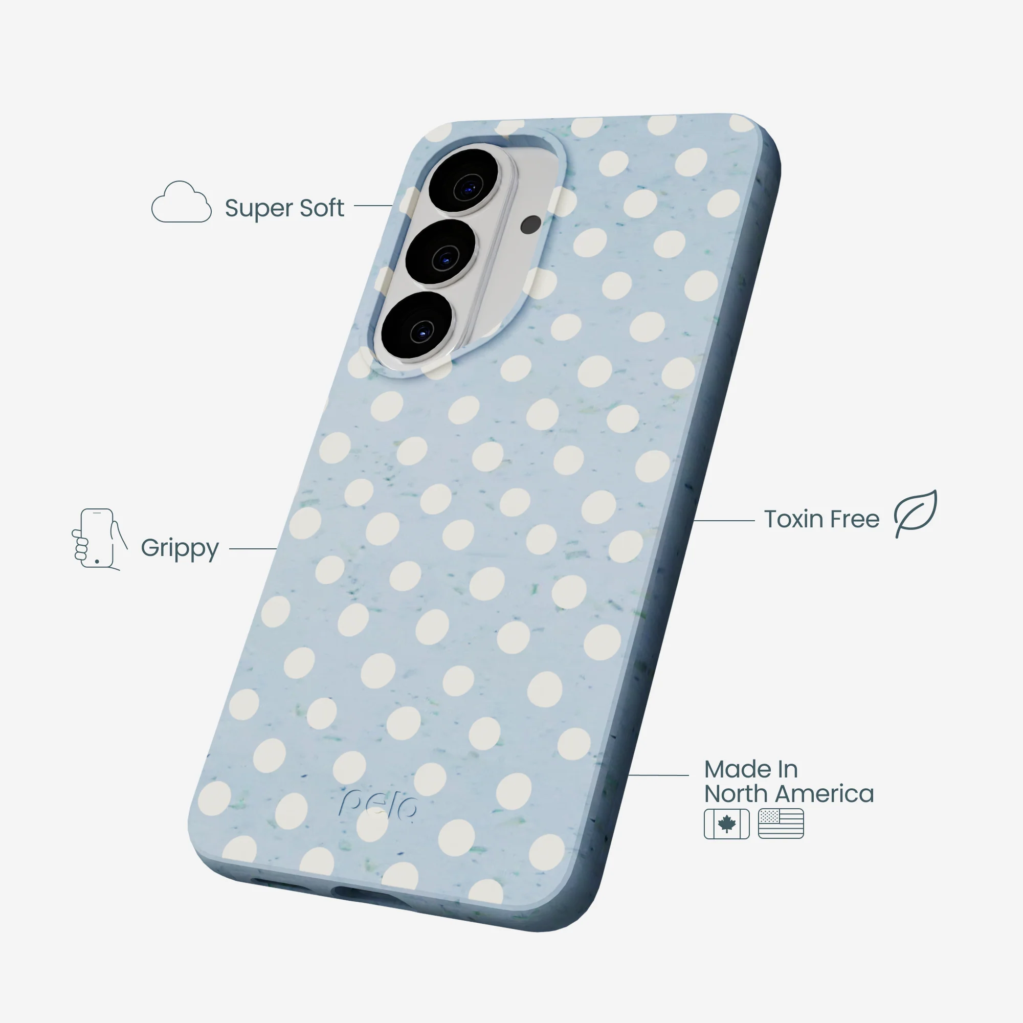 Powder Blue Indigo Dots Samsung Galaxy S26 Case - Image 4