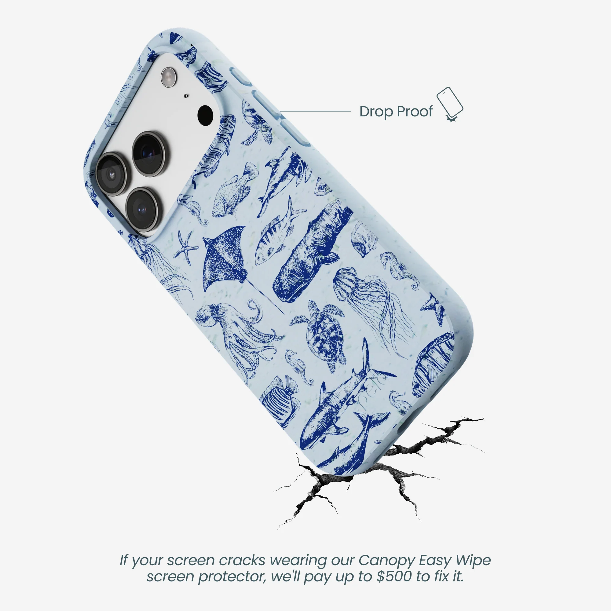 Powder Blue Marine Life iPhone 17 Pro Case - Image 5