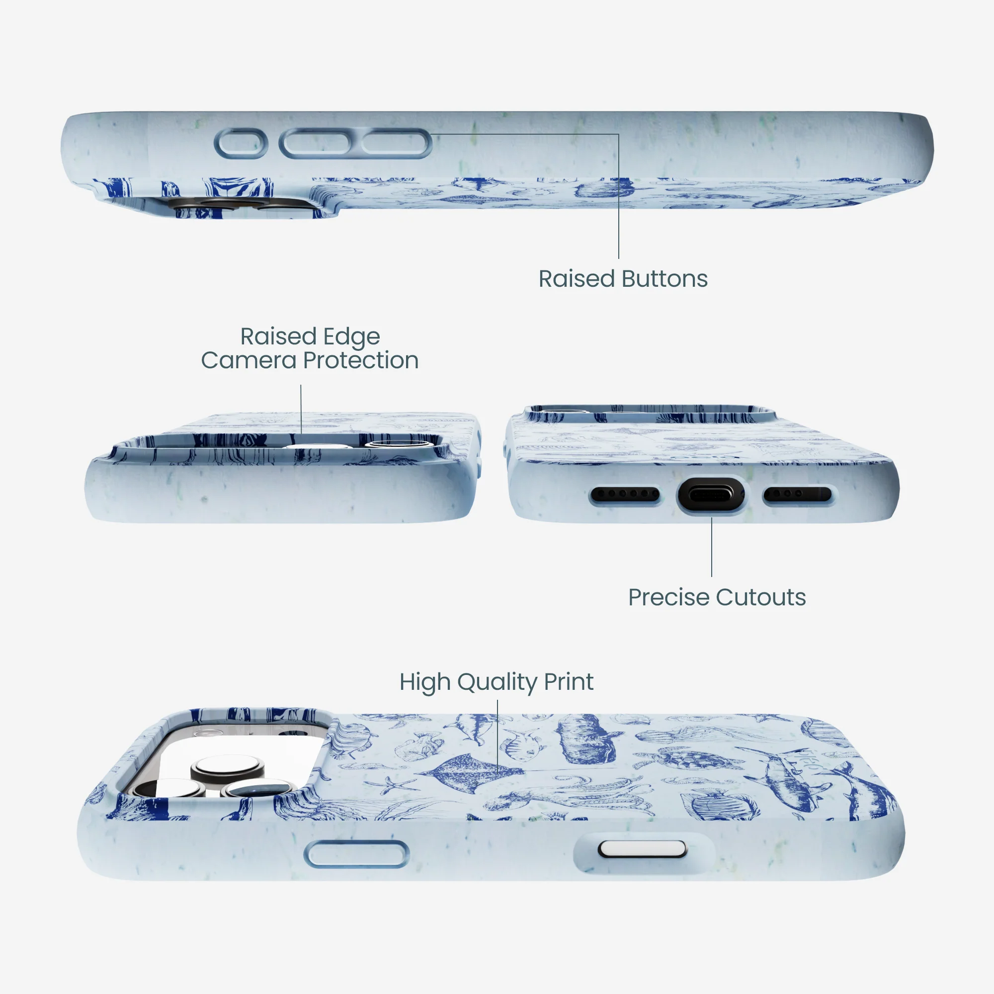 Powder Blue Marine Life iPhone 17 Pro Max Case - Image 3