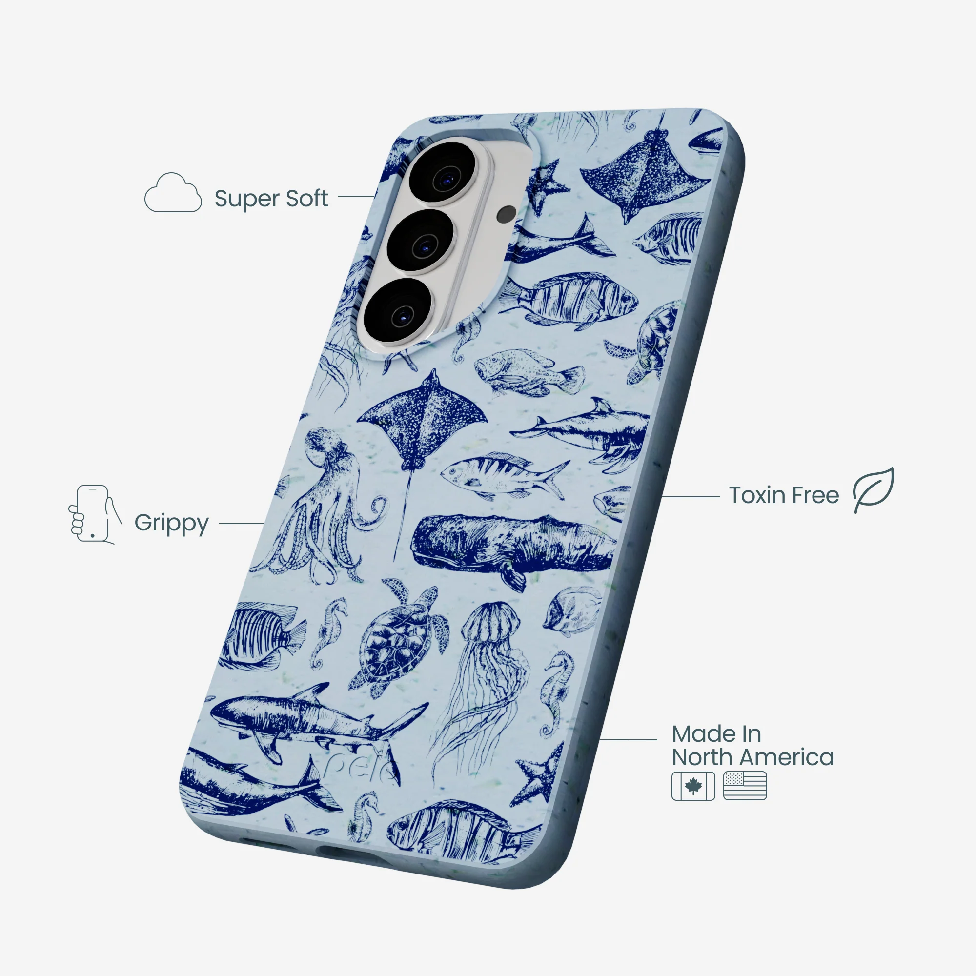 Powder Blue Marine Life Samsung Galaxy S26 Case - Image 4