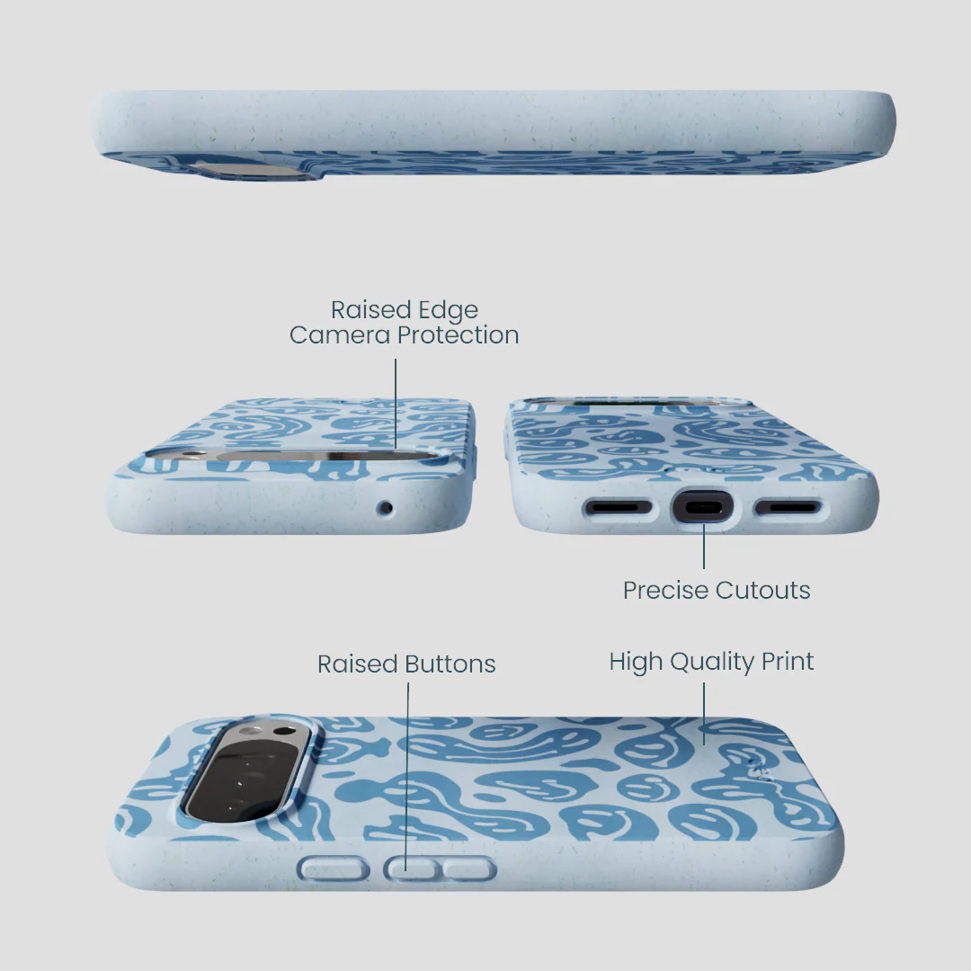 Powder Blue Melting Faces Google Pixel 10 Pro XL Case - Image 2