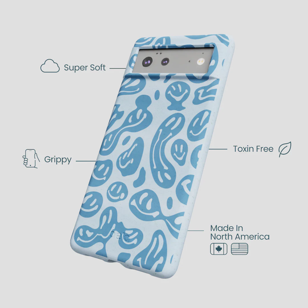 Powder Blue Melting Faces Google Pixel 6 Case - Image 3