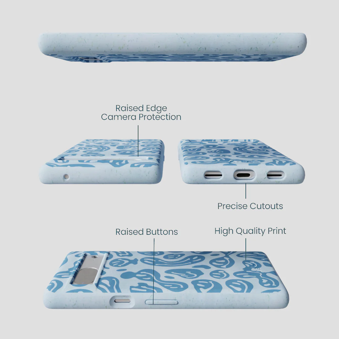 Powder Blue Melting Faces Google Pixel 7 Case - Image 2