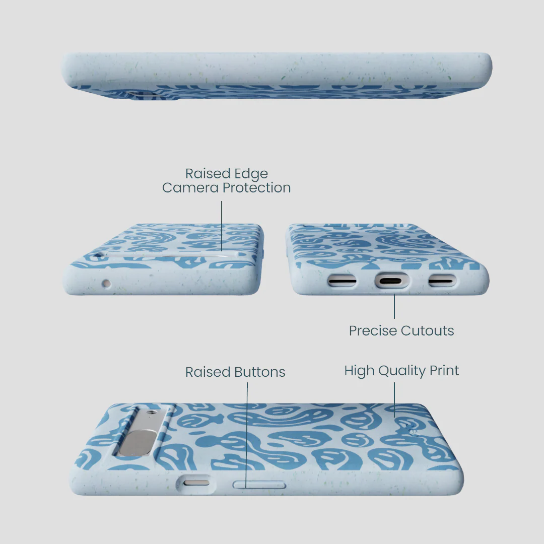 Powder Blue Melting Faces Google Pixel 7a Case - Image 2