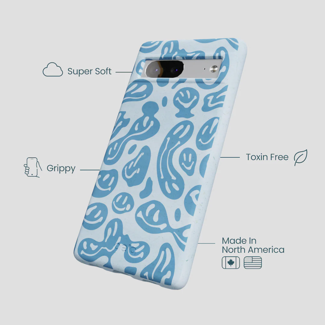 Powder Blue Melting Faces Google Pixel 7a Case - Image 3