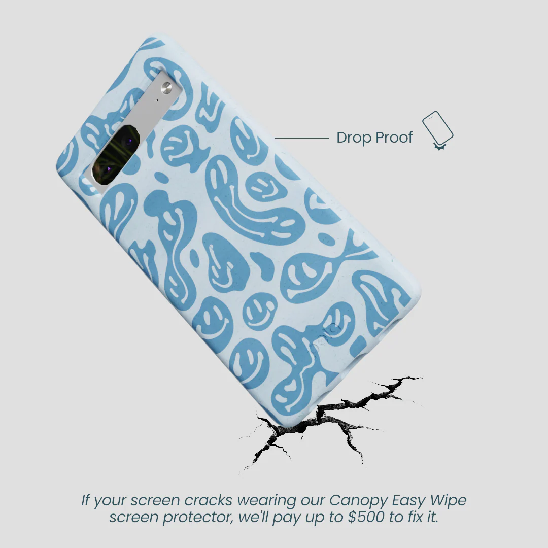 Powder Blue Melting Faces Google Pixel 7a Case - Image 4