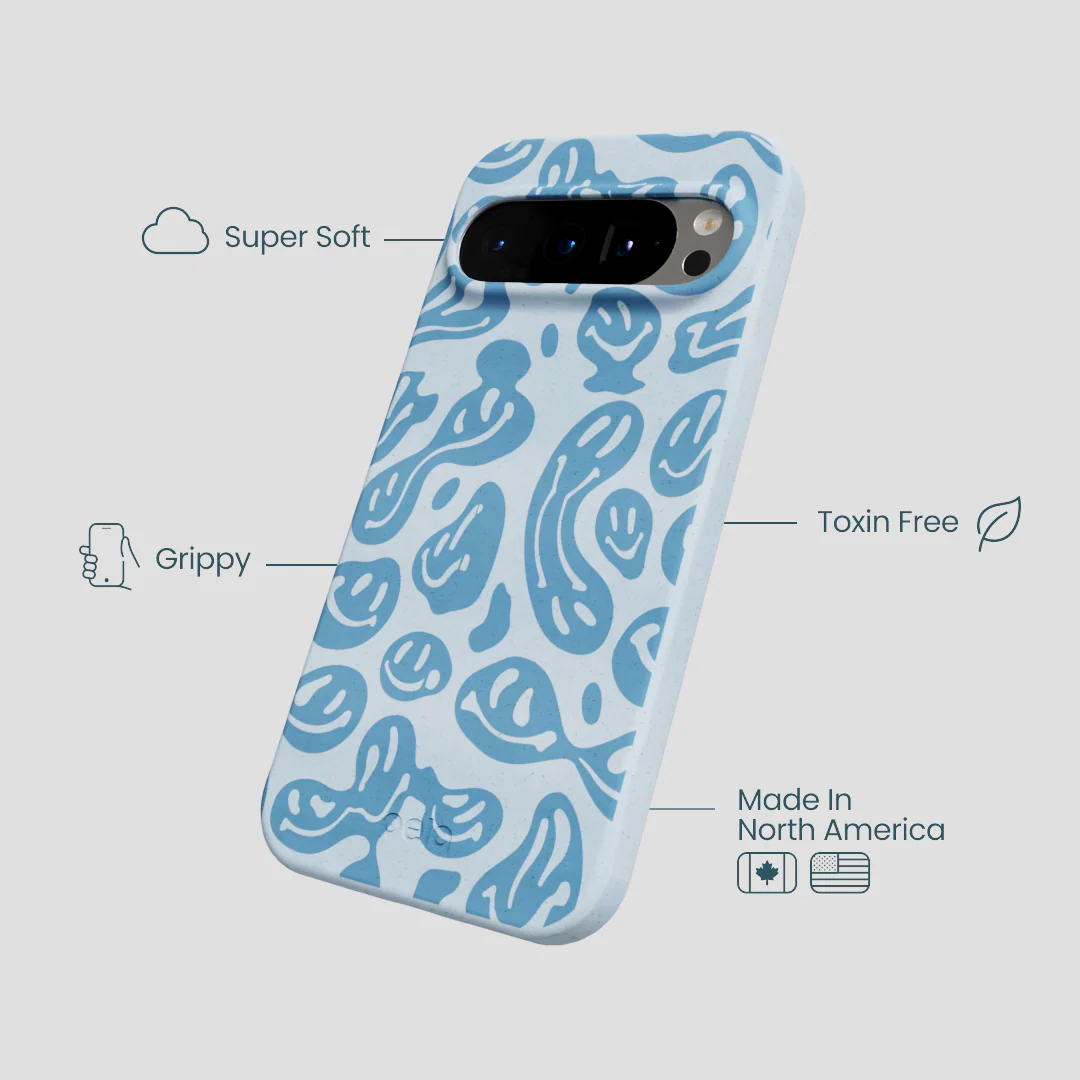 Powder Blue Melting Faces Google Pixel 9/9 Pro Case - Image 3