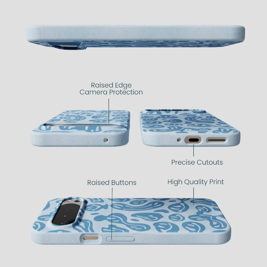 Powder Blue Melting Faces Google Pixel 9 Pro XL Case - Image 2