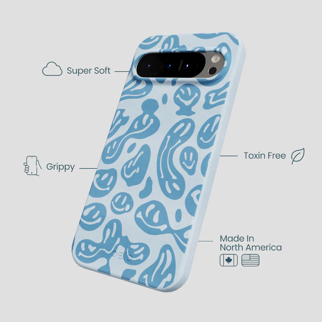 Powder Blue Melting Faces Google Pixel 9 Pro XL Case - Image 3