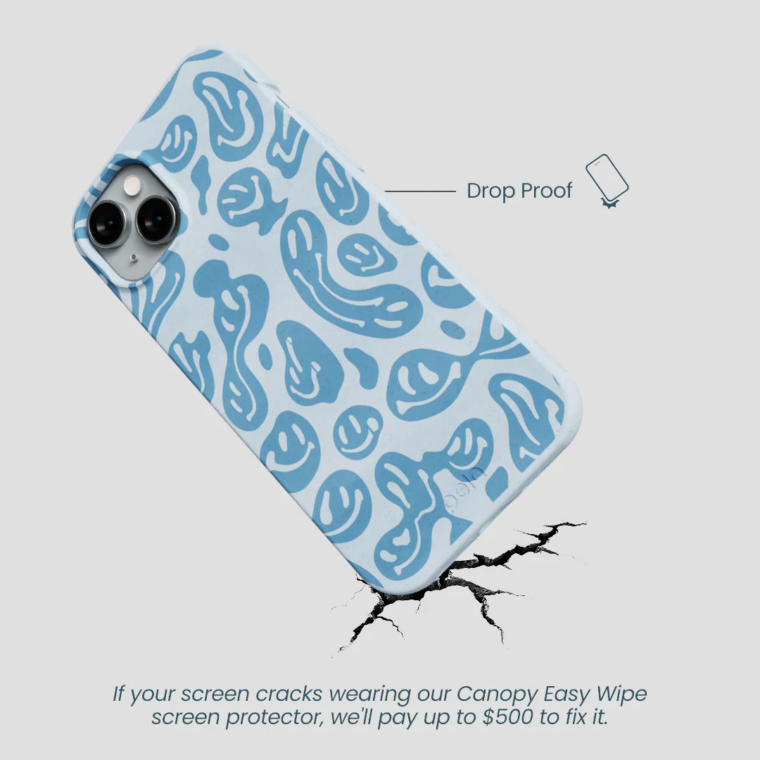 Powder Blue Melting Faces iPhone 14 Plus Case - Image 4