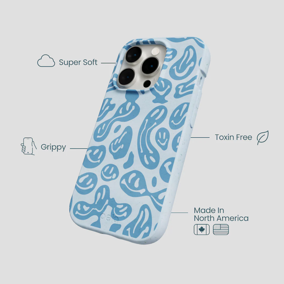 Powder Blue Melting Faces iPhone 14 Pro Case - Image 3