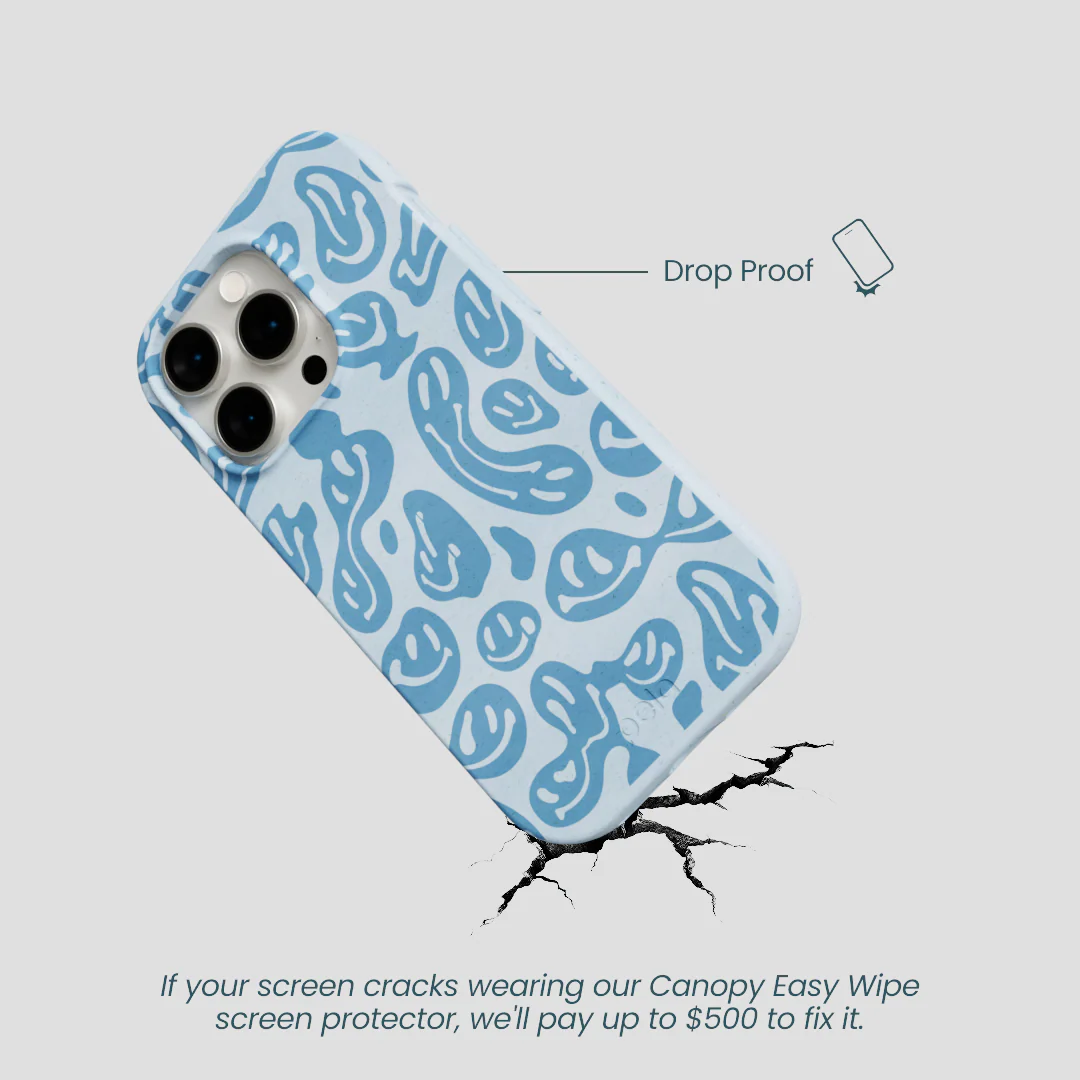 Powder Blue Melting Faces iPhone 14 Pro Case - Image 4