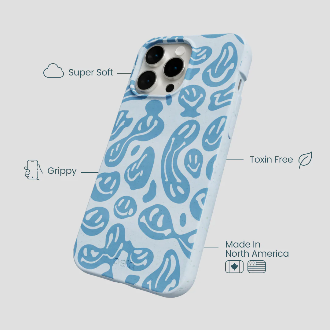 Powder Blue Melting Faces iPhone 15 Pro Max Case - Image 3