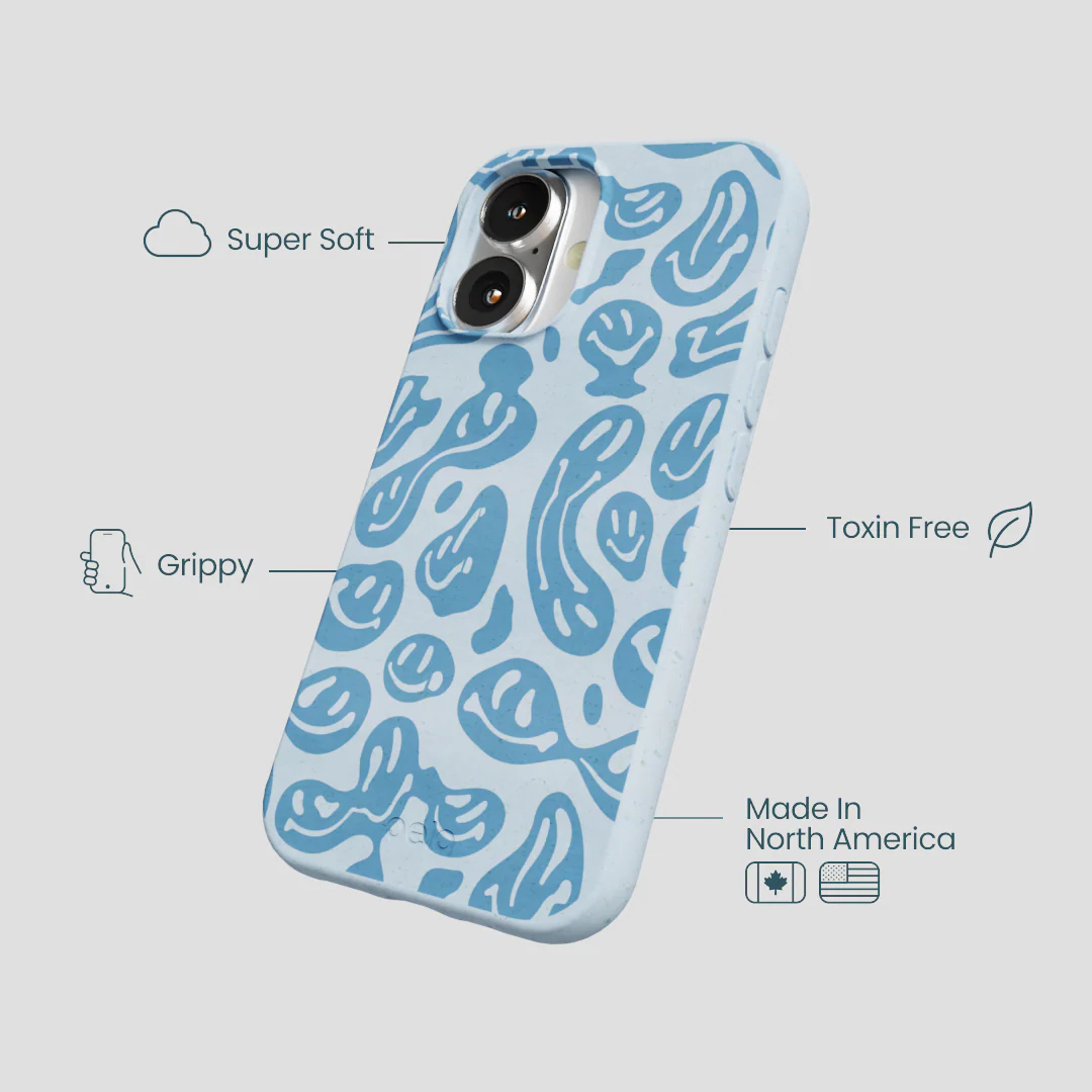Powder Blue Melting Faces iPhone 16 Case - Image 3