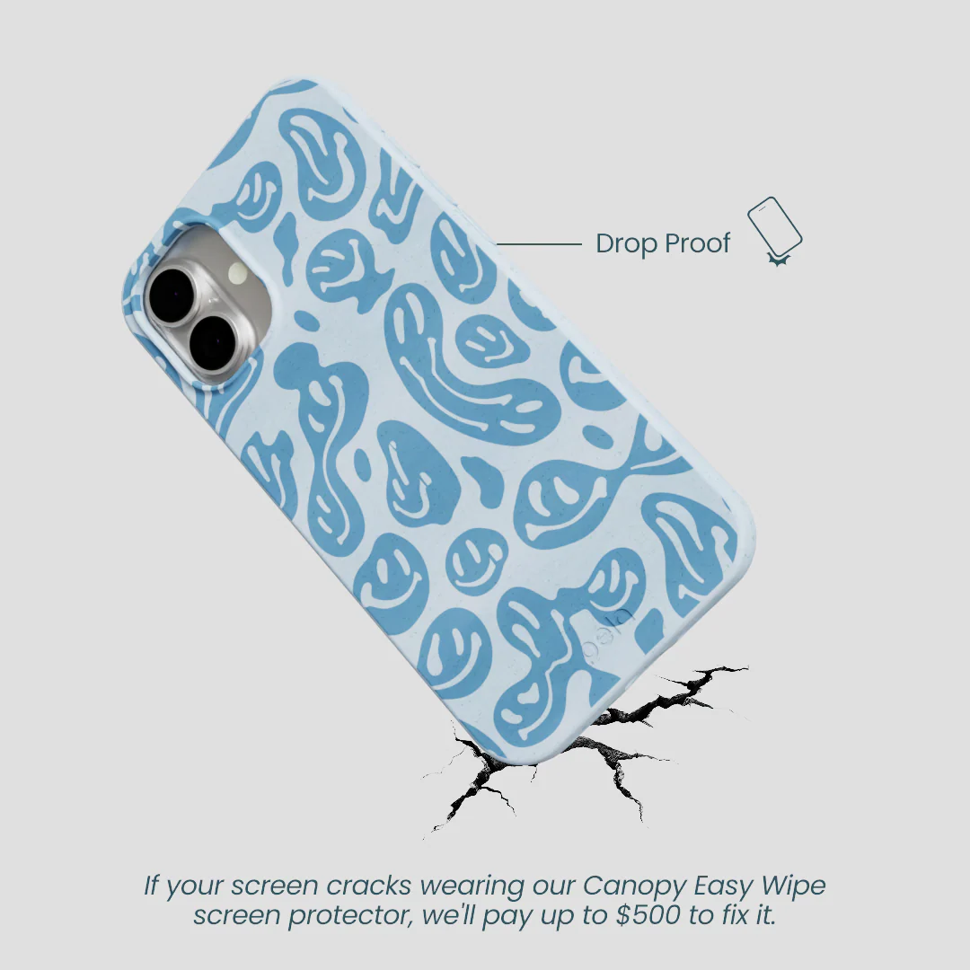 Powder Blue Melting Faces iPhone 16 Plus Case - Image 4