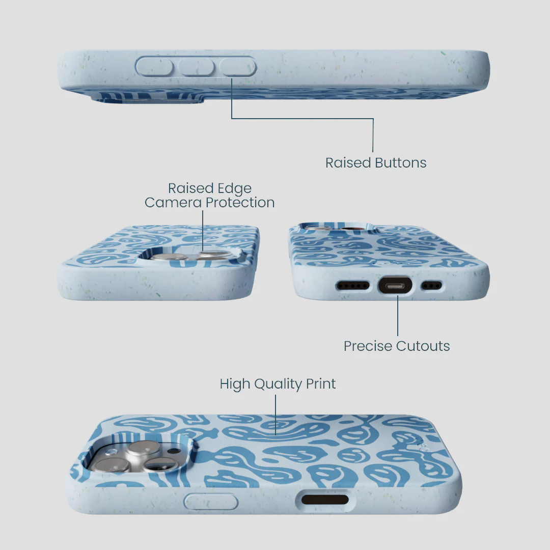 Powder Blue Melting Faces iPhone 16 Pro Case - Image 2