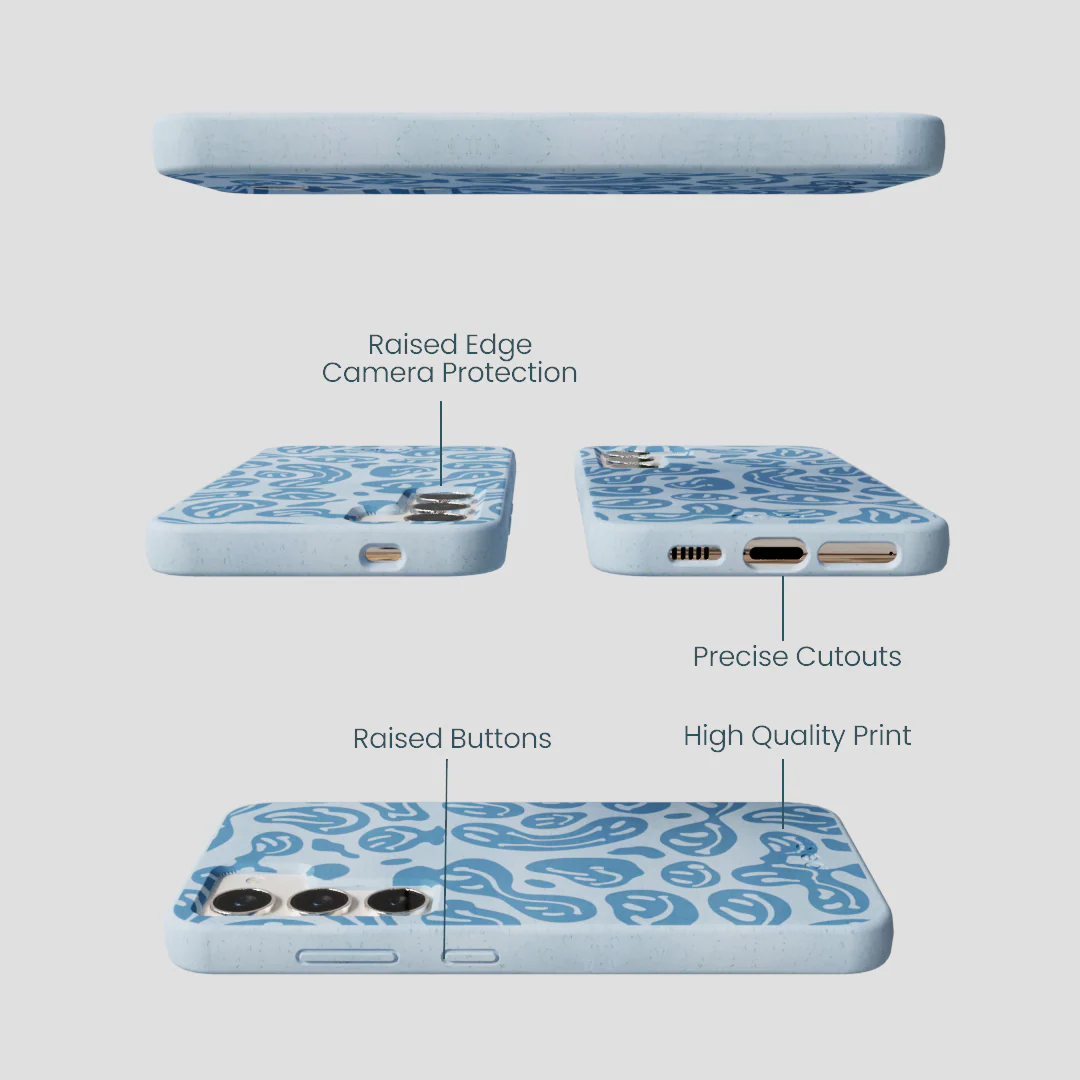 Powder Blue Melting Faces Samsung Galaxy S23 Case - Image 2