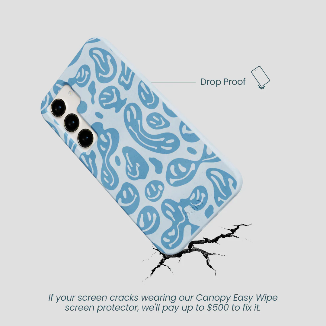 Powder Blue Melting Faces Samsung Galaxy S24 Case - Image 4