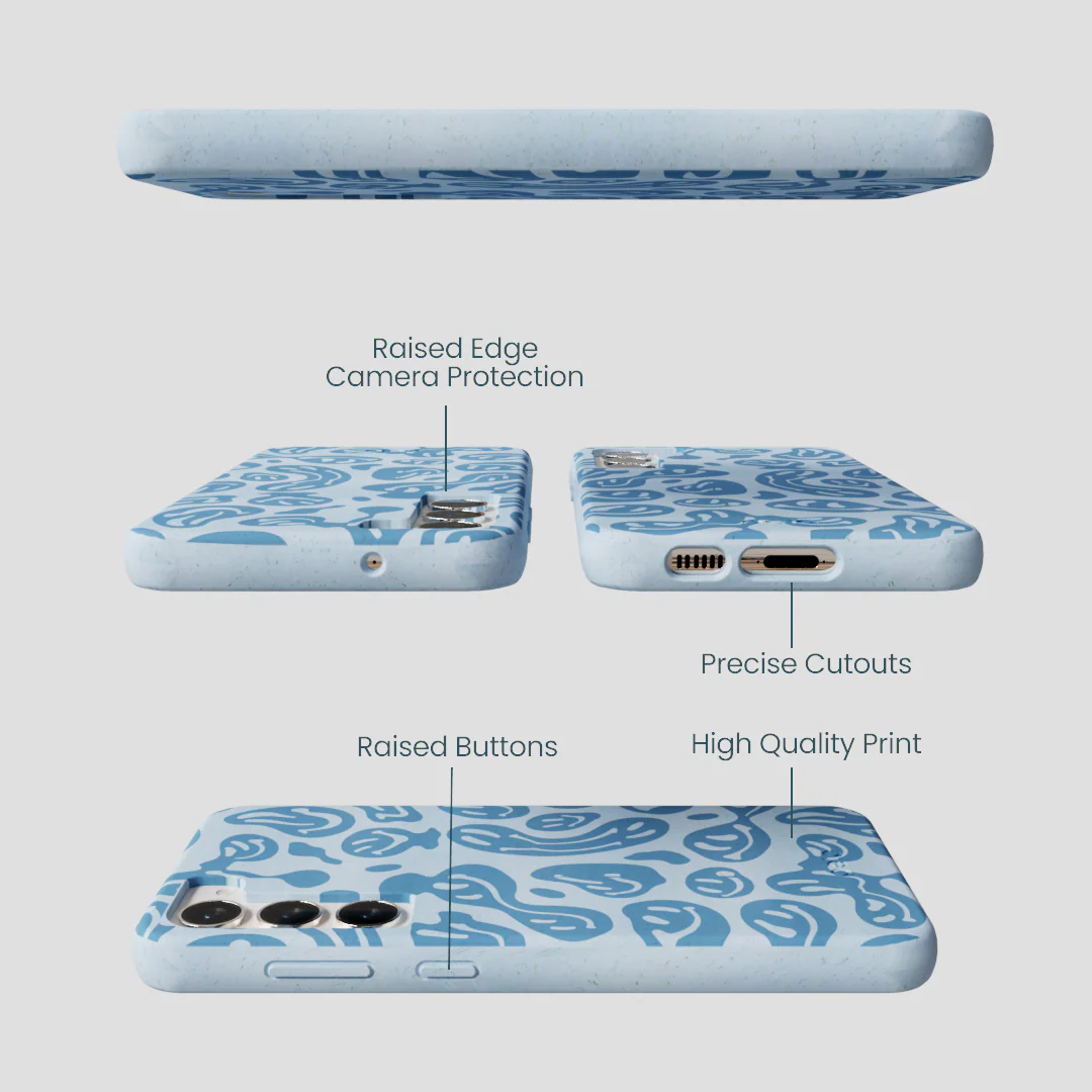 Powder Blue Melting Faces Samsung Galaxy S24+(Plus) Case - Image 2