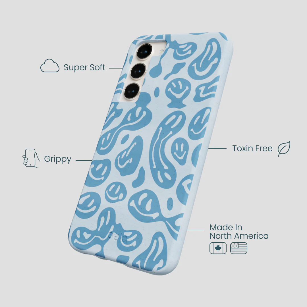 Powder Blue Melting Faces Samsung Galaxy S24+(Plus) Case - Image 3