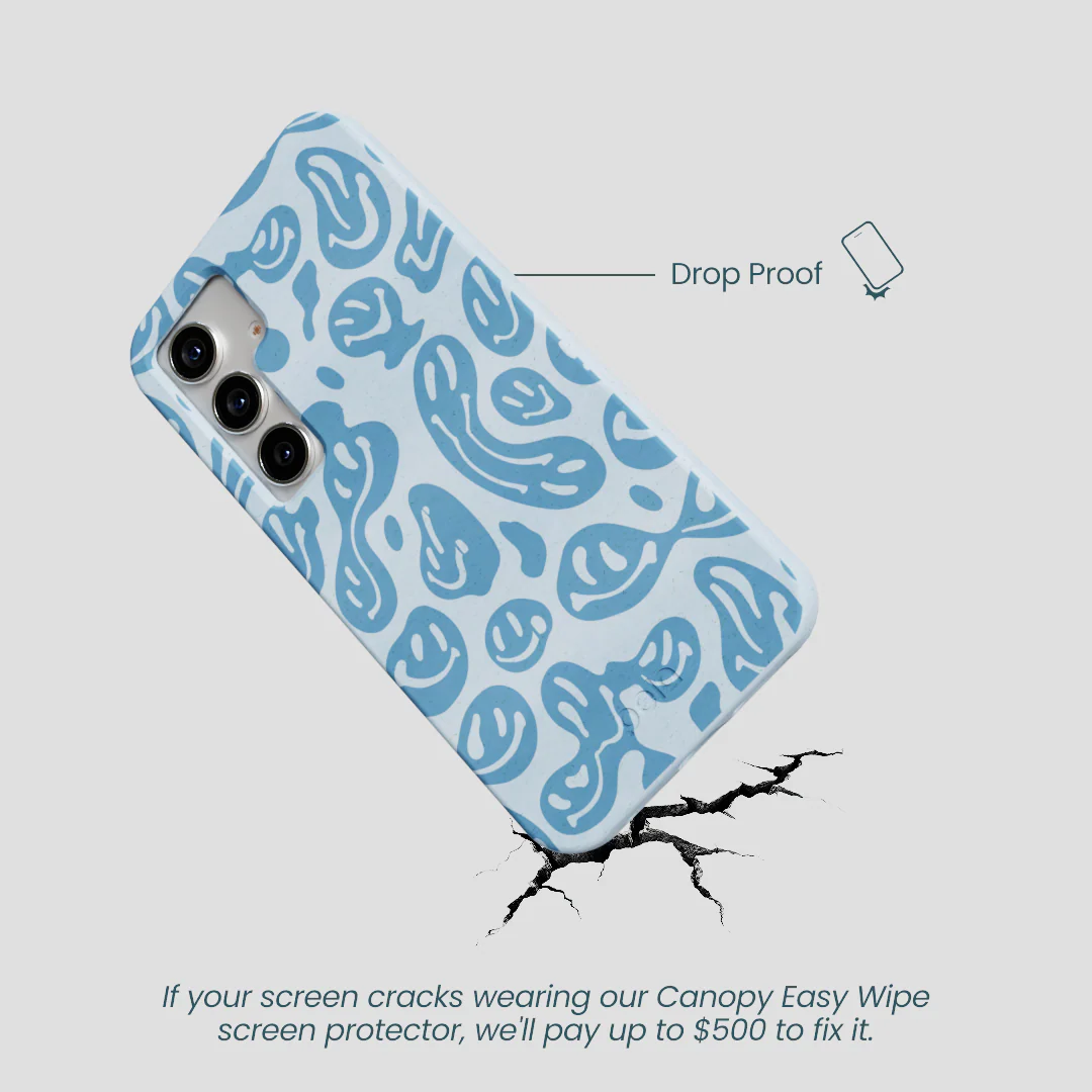 Powder Blue Melting Faces Samsung Galaxy S25 Case - Image 4
