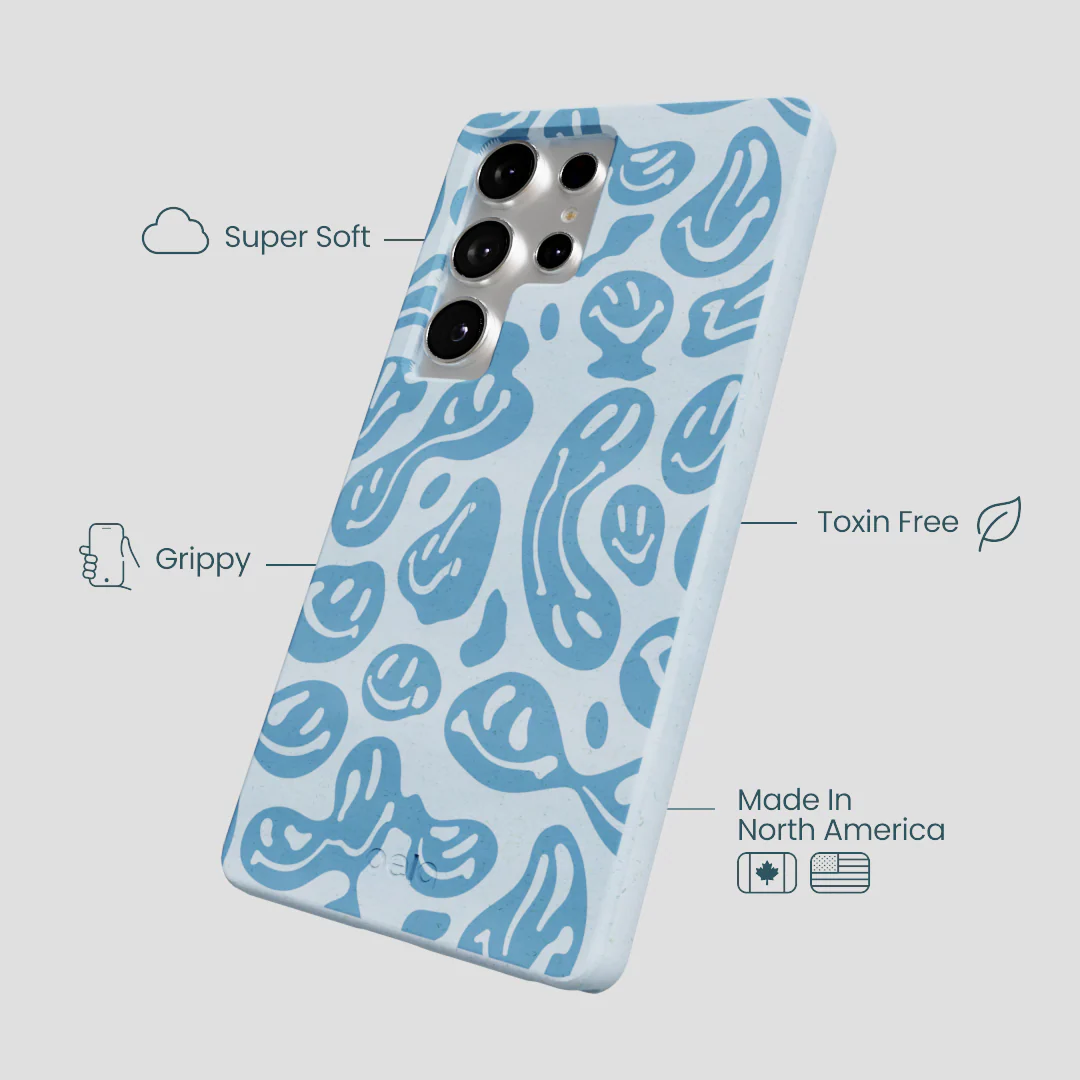 Powder Blue Melting Faces Samsung Galaxy S25 Ultra Case - Image 3