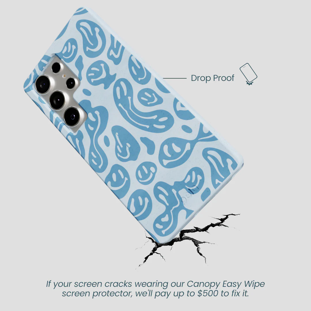 Powder Blue Melting Faces Samsung Galaxy S25 Ultra Case - Image 4