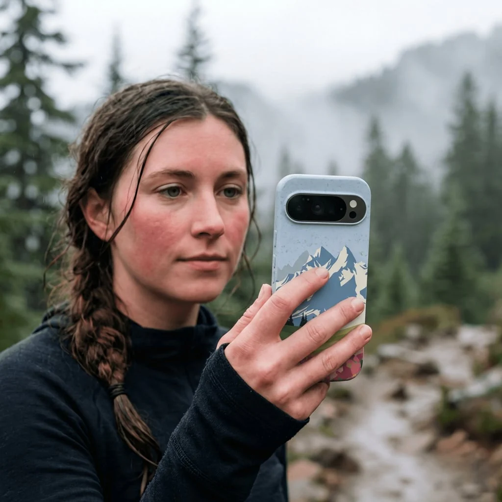 Powder Blue Mountains and Blooms Google Pixel 10/10 Pro Case - Image 2