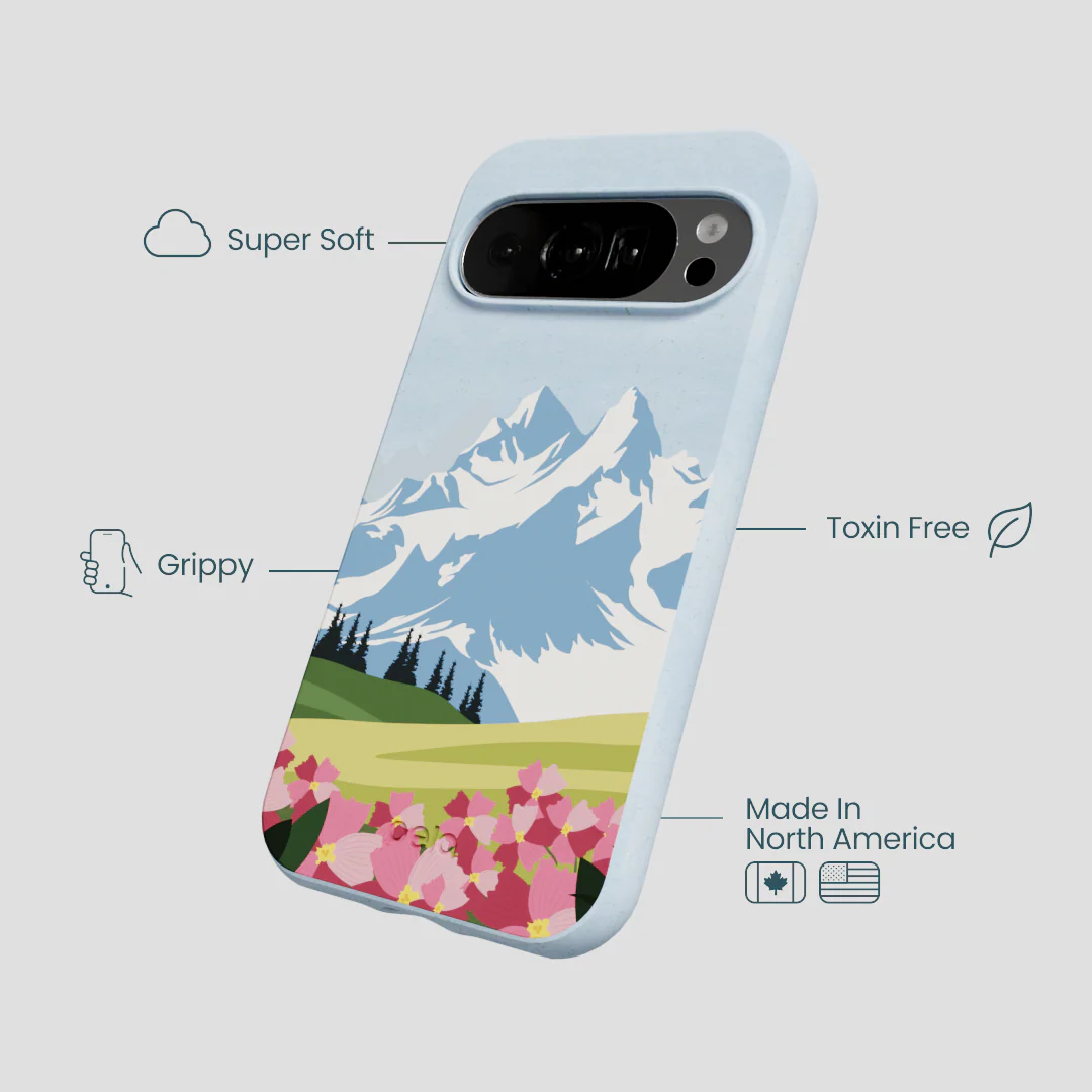 Powder Blue Mountains and Blooms Google Pixel 10/10 Pro Case - Image 4