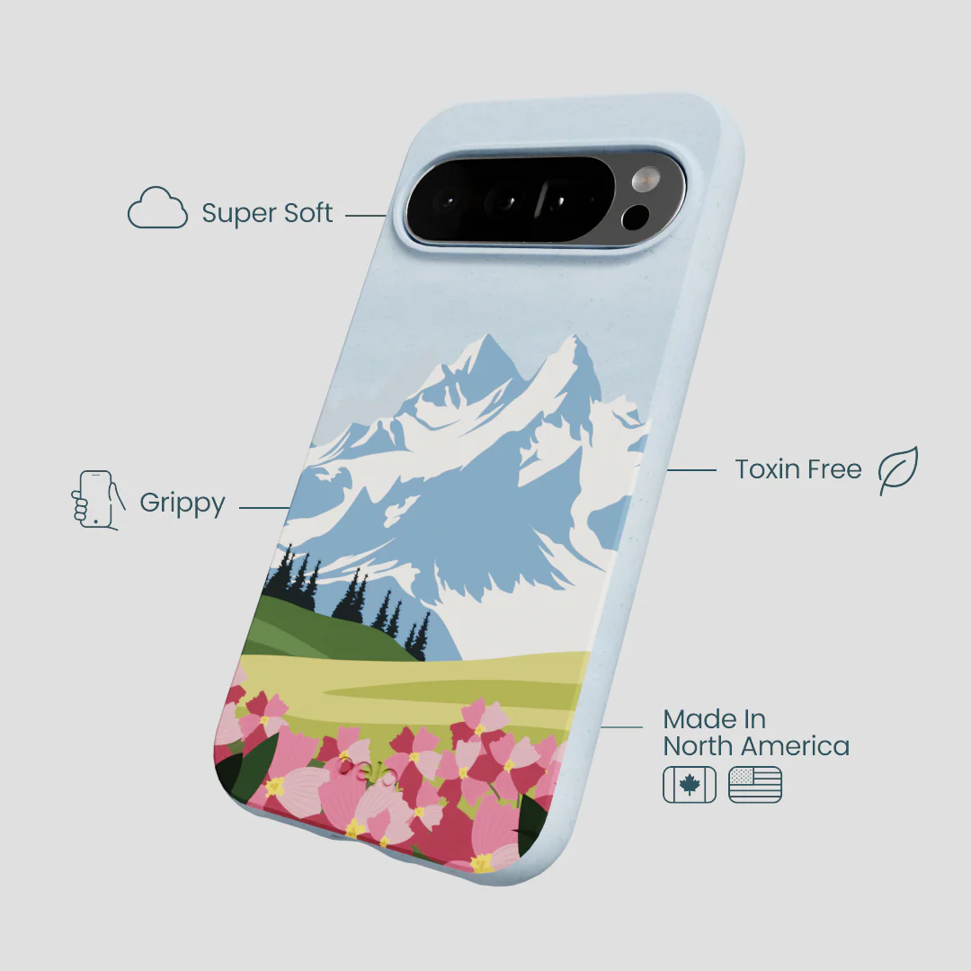 Powder Blue Mountains and Blooms Google Pixel 10 Pro XL Case - Image 3