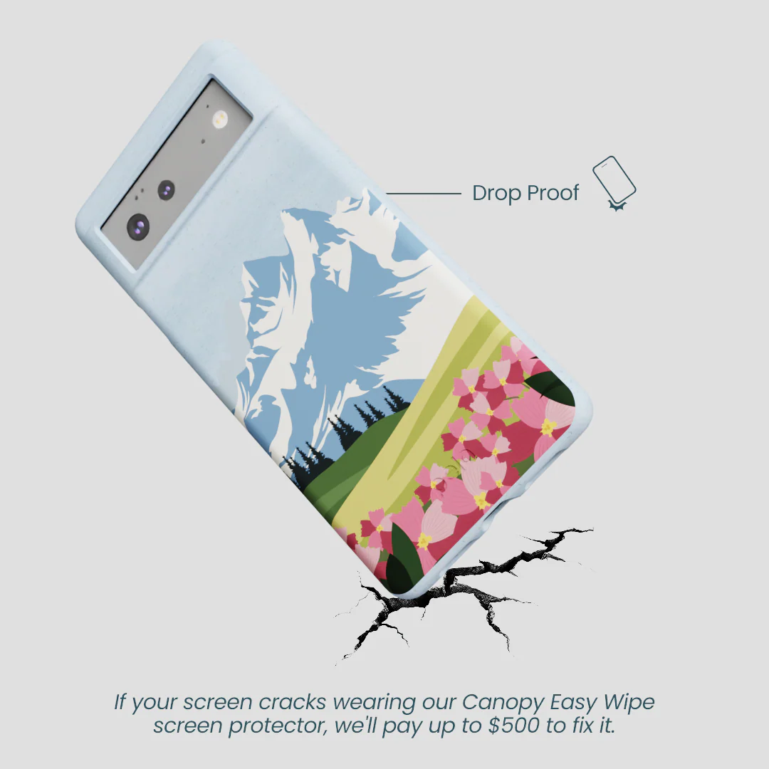 Powder Blue Mountains and Blooms Google Pixel 6 Case - Image 4
