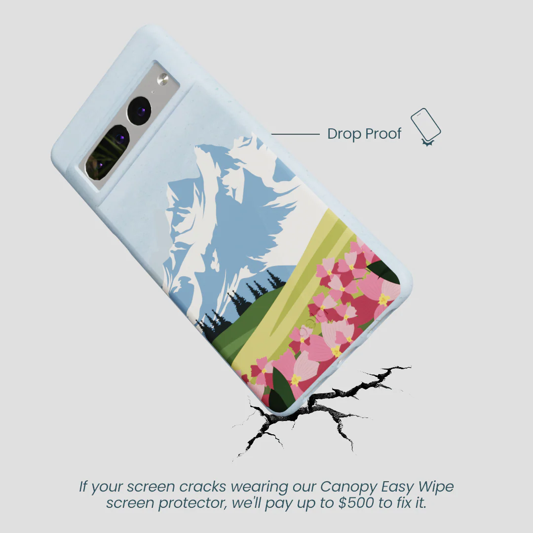 Powder Blue Mountains and Blooms Google Pixel 7 Pro Case - Image 4