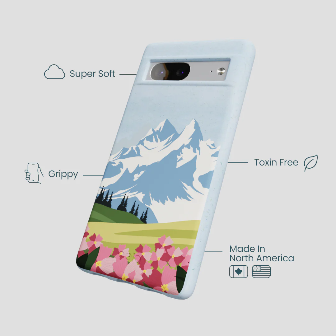 Powder Blue Mountains and Blooms Google Pixel 7a Case - Image 3